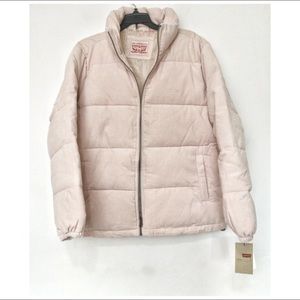 Levis Corduroy Light Pink Puffer Jacket XL New